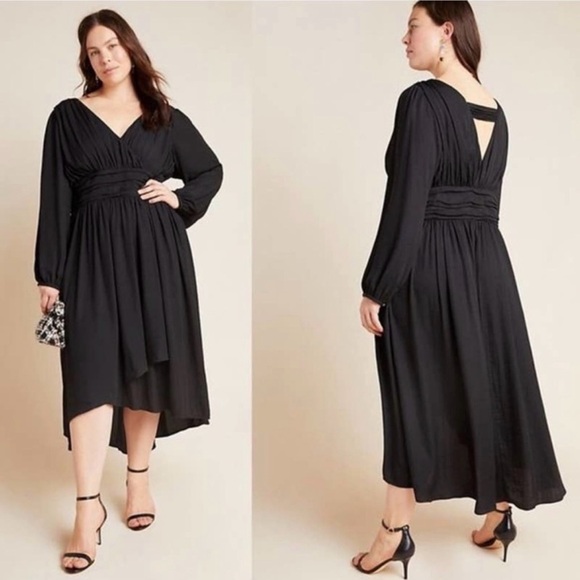Anthropologie Dresses & Skirts - Anthropologie Gwendolyn V Neck Long Sleeve Midi Dress Size 6